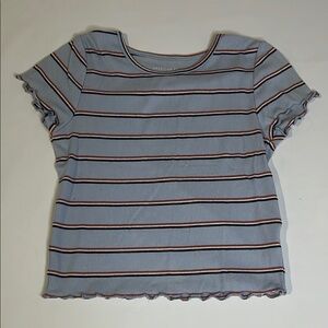 American Eagle Outfitters Gray Ribbed Crop T-Shirt